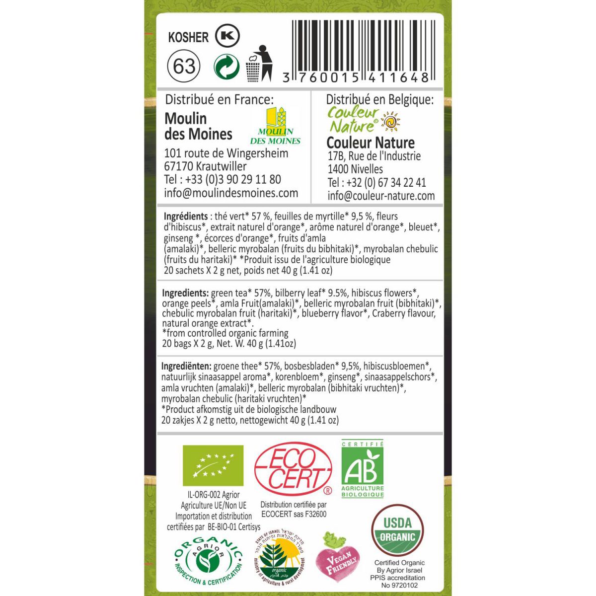 Green Tea Helps in Weight Management - Organic Blend with Bilberry Leaf, Hibiscus & More - Image 2