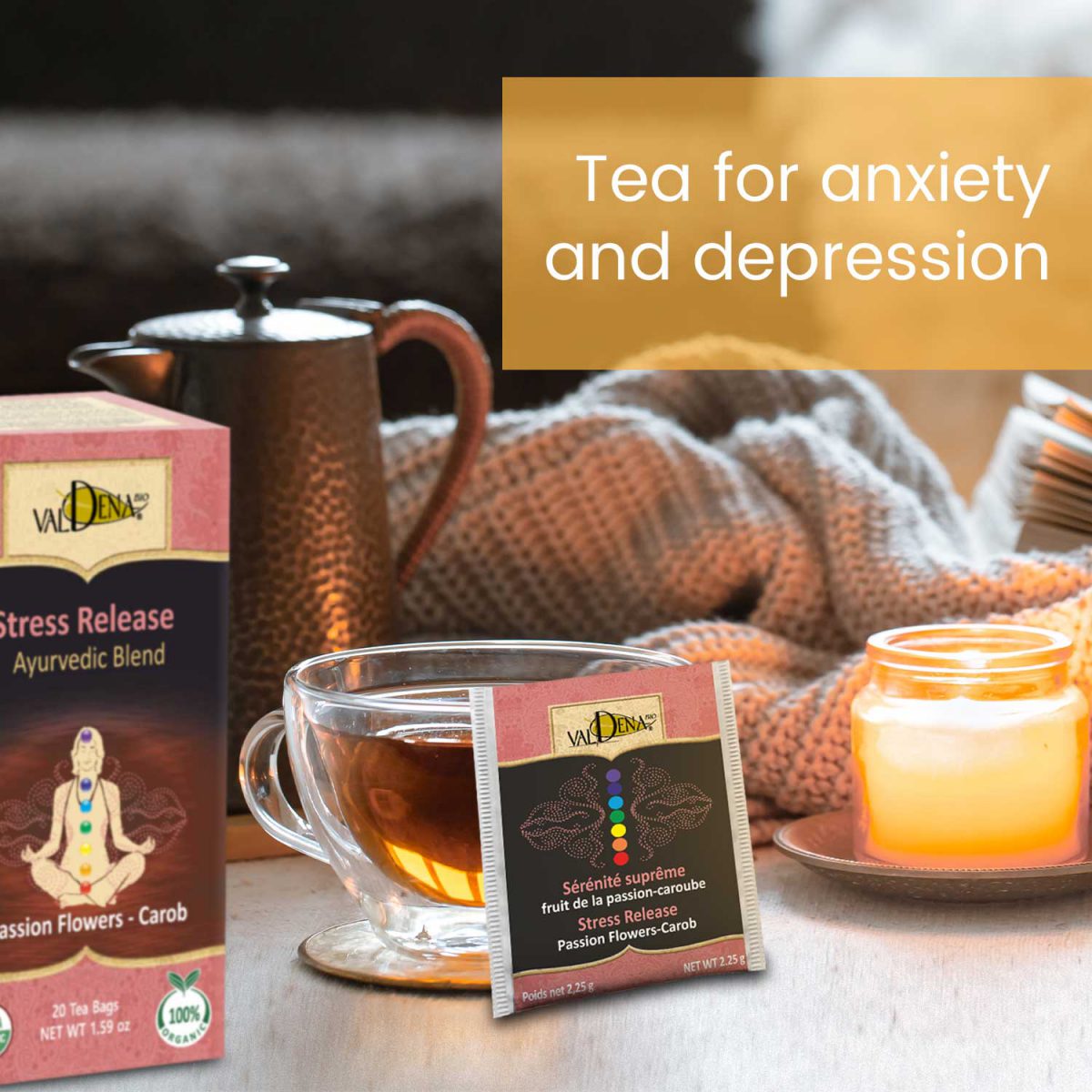 Natural herbal tea for anxiety and depression, based on Passion Flowers