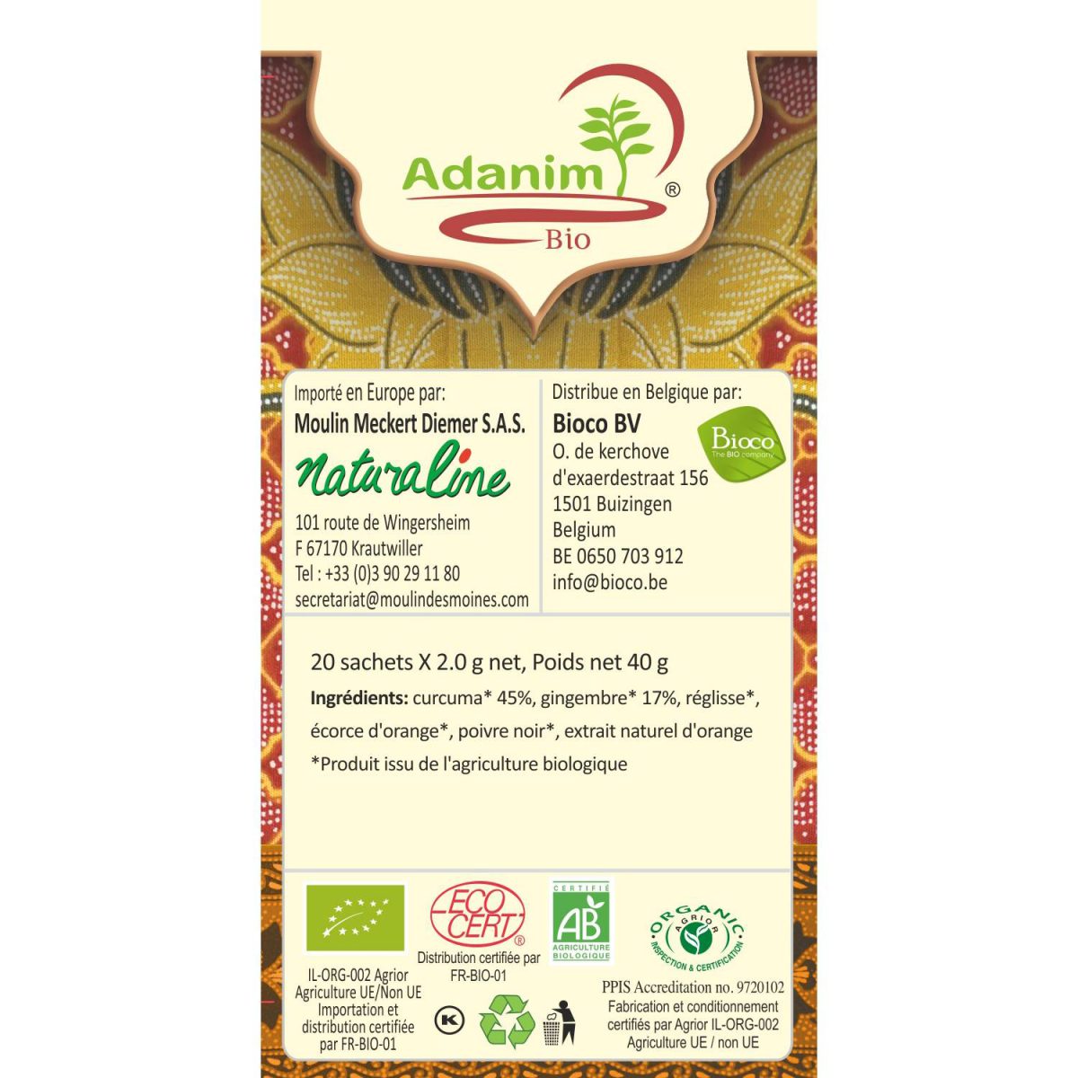 FRENCH Naturaline Ayurovedic Curcuma Gingembre 2 Turmeric Ginger Ayurvedic Herbal Tea - Image 2